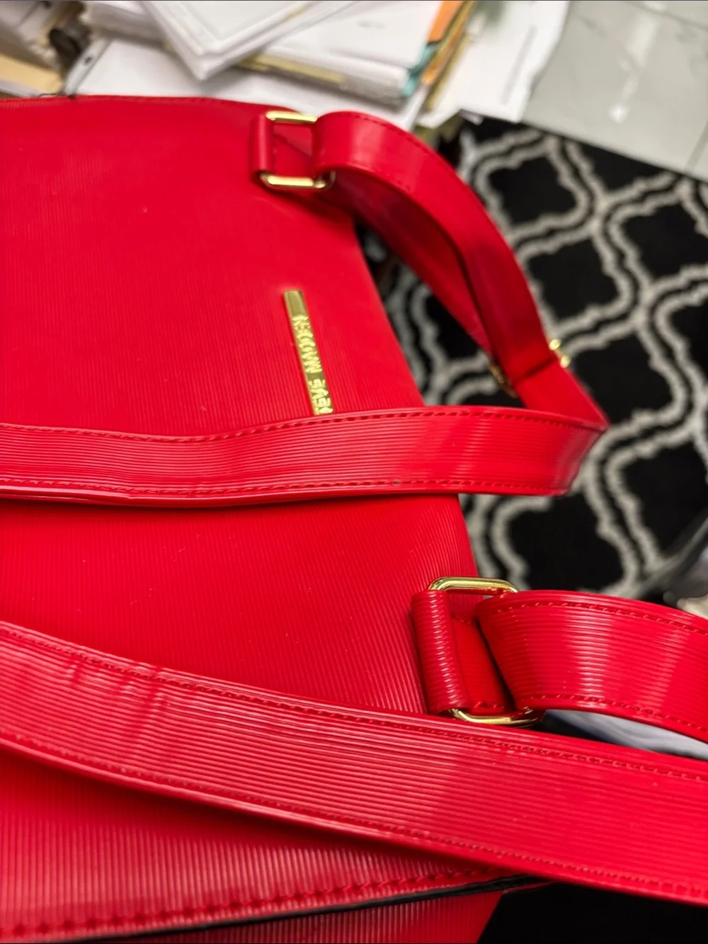 Steve Madden Red Logo back pack/laptop Tote - Pristine, no call out - NWT#020